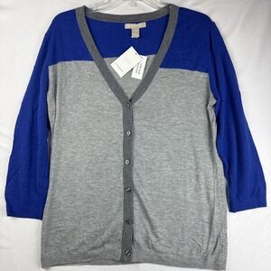 Banana Republic Women's Large Blue Gray Colorblock Button Front Cardigan NWT